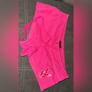 Y2K Adorable Playboy Brand Low Rise Booty Shorts Pink MEDIUM
